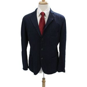 Belvest Mens Classic Dark Blue Cotton Nylon Button Collared Blazer Size 50